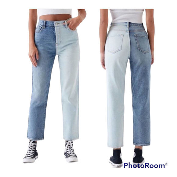 PACSUN Two Piece High Waisted Straight Leg Jeans - Picture 1 of 10